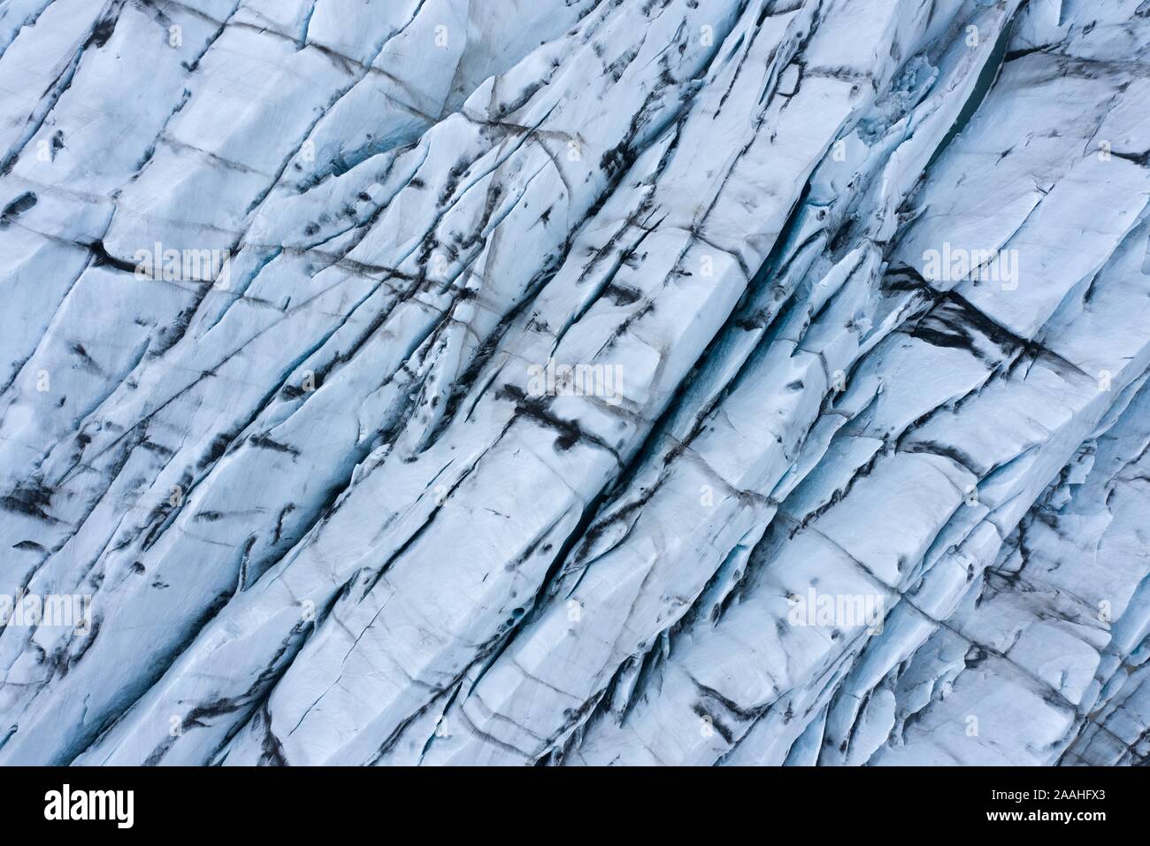 Il ghiaccio del ghiacciaio, il ghiacciaio dal di sopra, Islanda Foto Stock