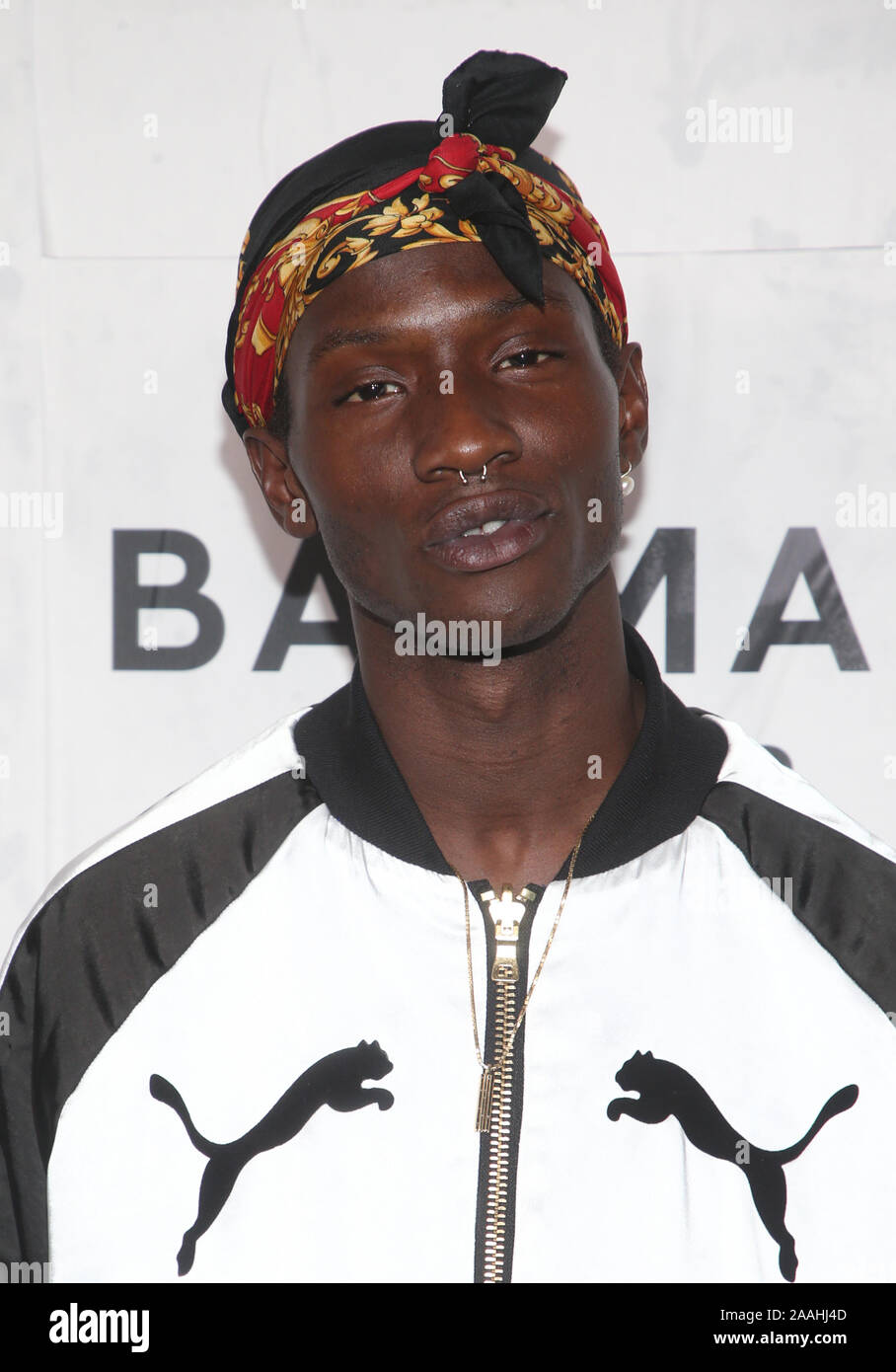 Los Angeles, Ca. Xxi Nov, 2019. Adonis Bosso, presso il Puma x Balmain collaborazione lancio al latte Studios di Los Angeles, la California il 21 novembre 2019. Credito: Faye Sadou/media/punzone Alamy Live News Foto Stock