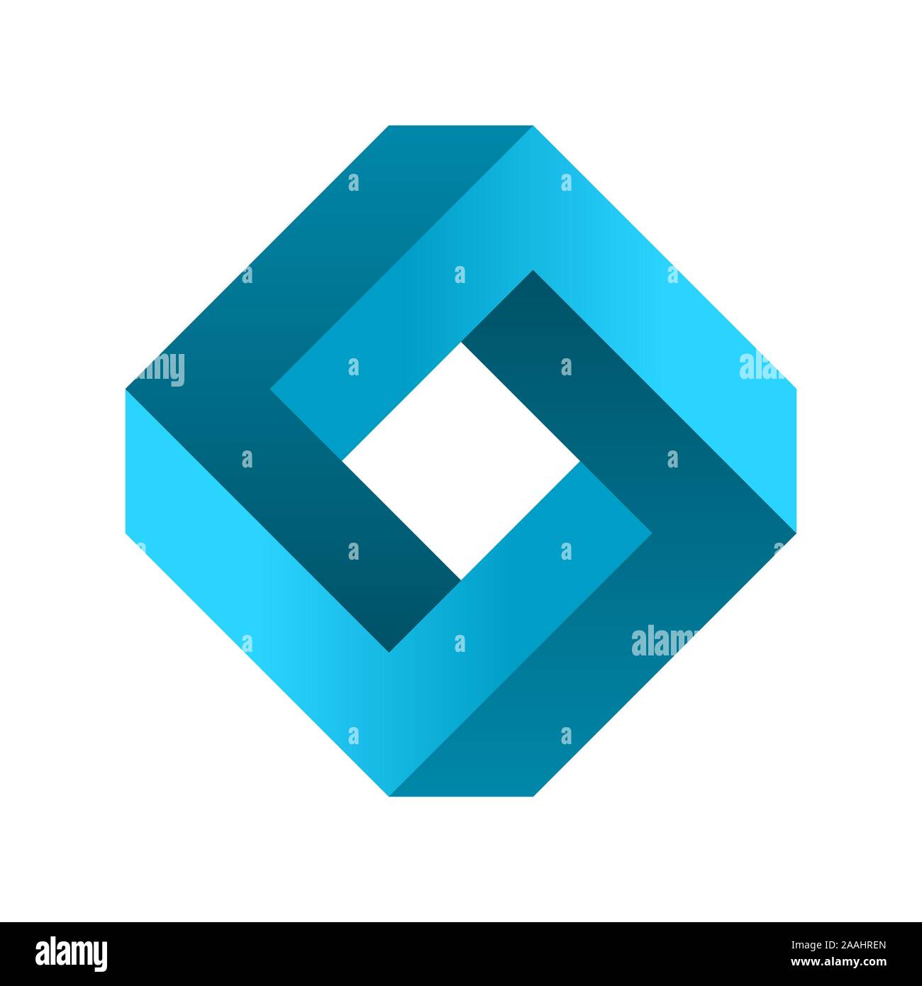 Impossibile forma rettangolare. Gradiente blu infinito rhombus figura. Illusione ottica. Abstract eterna oggetto geometrico. Impossibile infinite sign.vettore Illustrazione Vettoriale