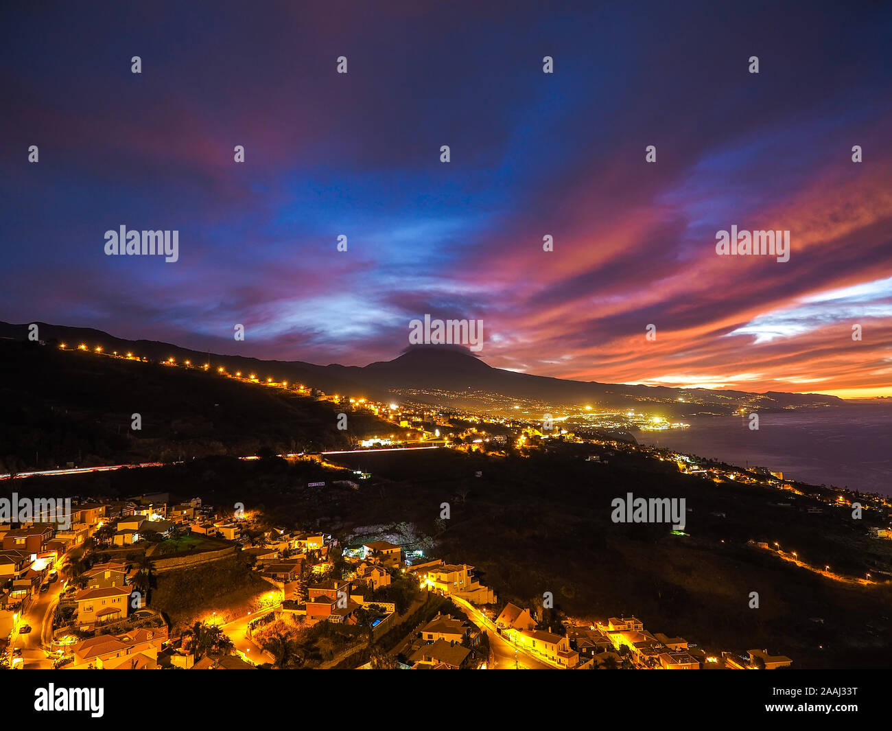 Tramonto sul teide Foto Stock