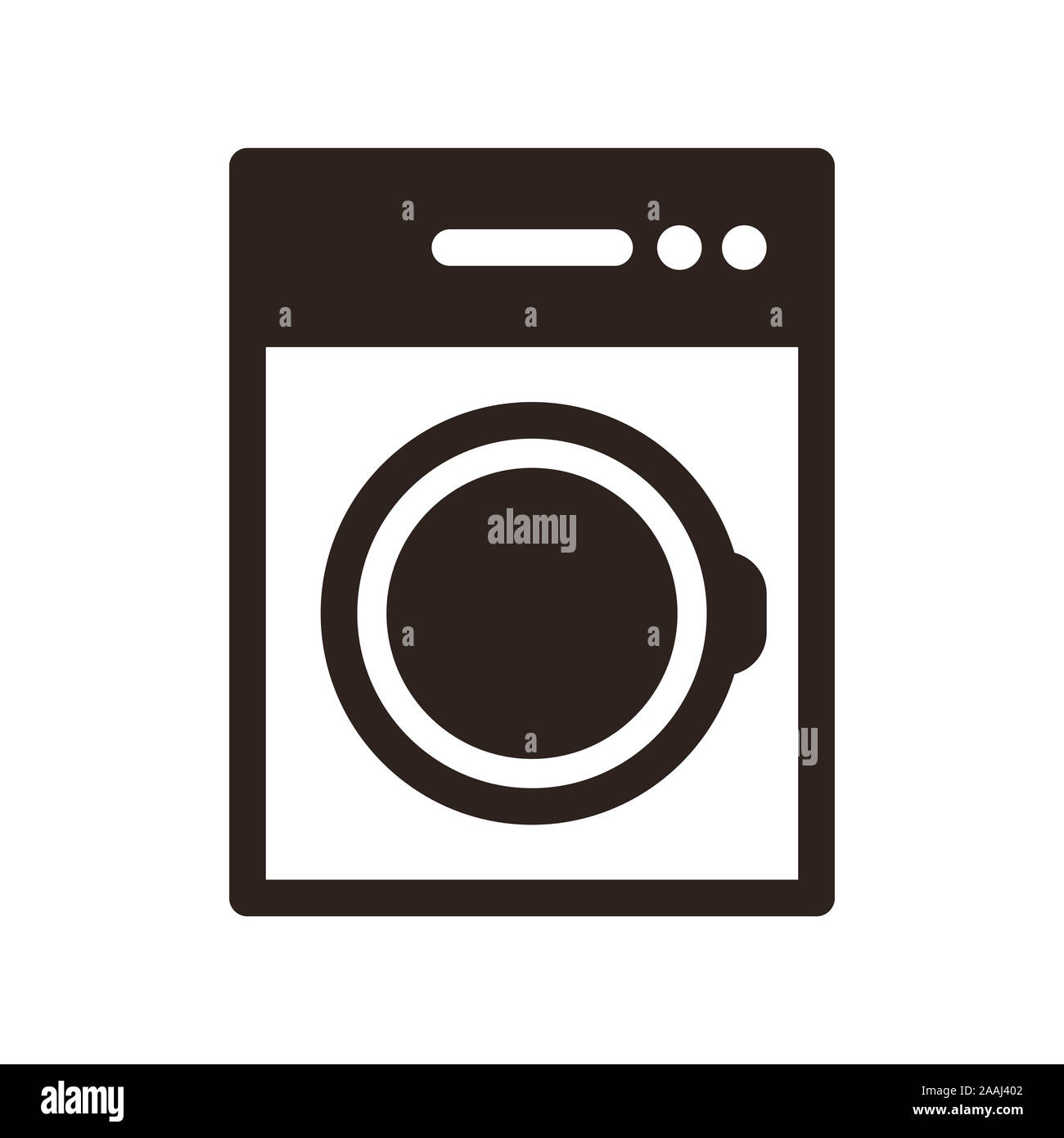 Macchina di lavaggio e la relativa icona. Servizio lavanderia e simbolo di faccende di casa Foto Stock