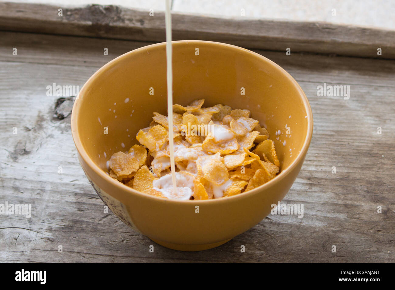 Cereali con latte Foto Stock