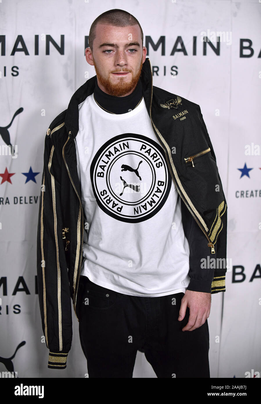 Los Angeles, Stati Uniti. 22 Novembre, 2019. Angus Cloud arriva per il Puma x Balmain x Cara Delevingne launch party at Milk Studios di Los Angeles, California, giovedì 21 novembre, 2019. L'evento celebra il lancio della collezione di moda la collaborazione di Delevingne e le due marche. Foto di Chris Chew/UPI Credito: UPI/Alamy Live News Foto Stock