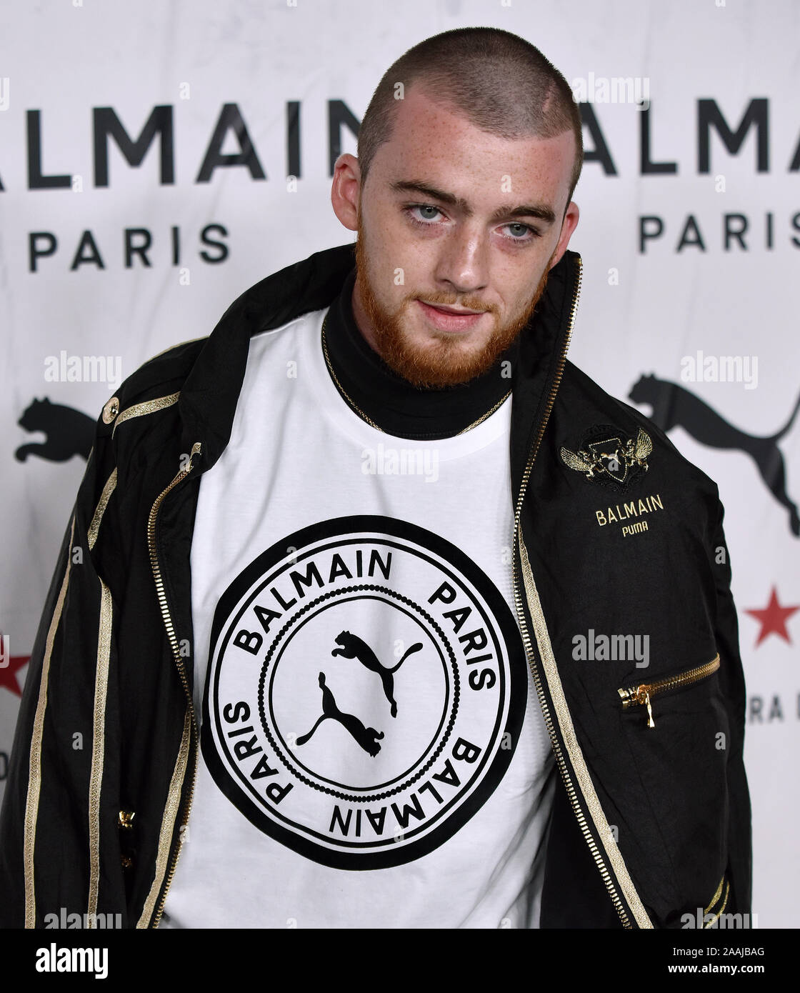 Los Angeles, Stati Uniti. 22 Novembre, 2019. Angus Cloud arriva per il Puma x Balmain x Cara Delevingne launch party at Milk Studios di Los Angeles, California, giovedì 21 novembre, 2019. L'evento celebra il lancio della collezione di moda la collaborazione di Delevingne e le due marche. Foto di Chris Chew/UPI Credito: UPI/Alamy Live News Foto Stock