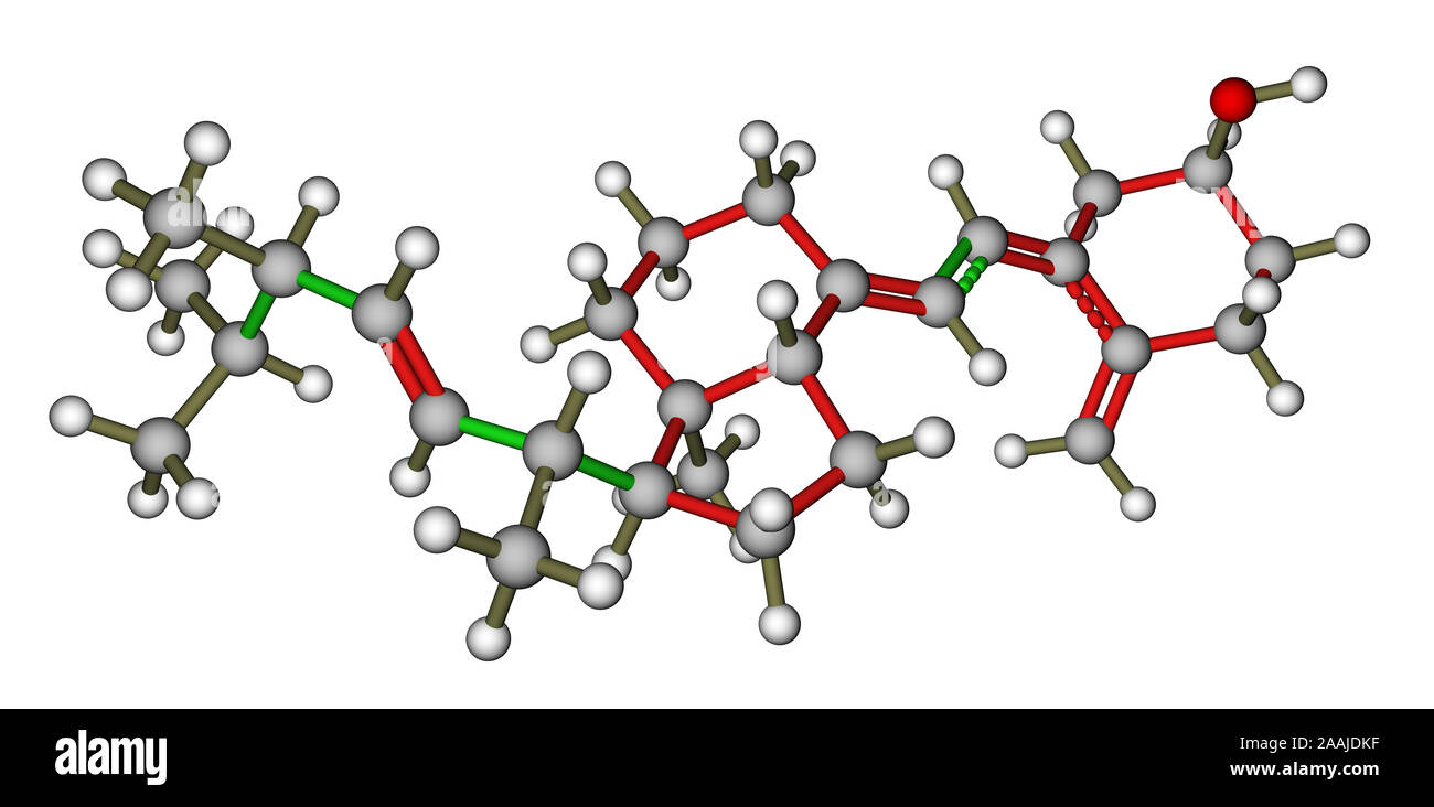 La vitamina D2 (Ergocalciferol) 3D modello molecolare Foto Stock