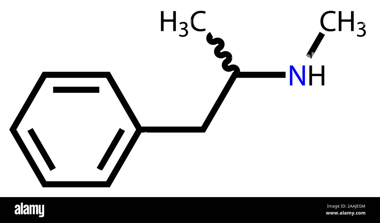 Metanfetamine formula strutturale Foto Stock