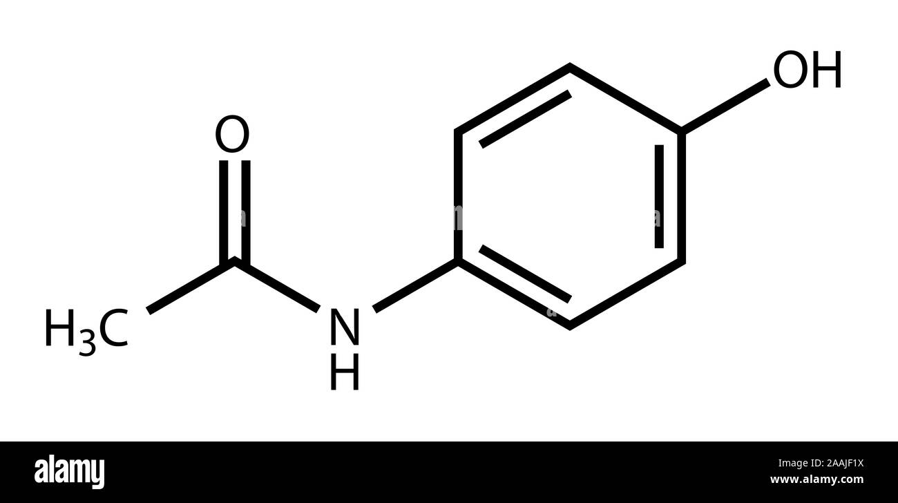 Formula strutturale di paracetamolo (acetaminophen) Foto Stock