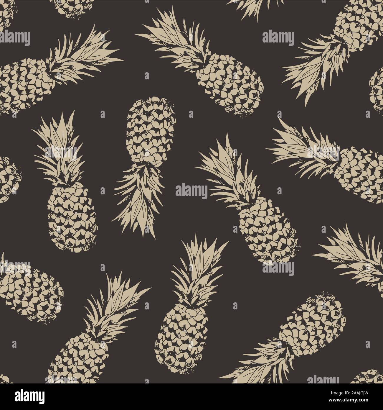 Ananas seamless pattern, sfondo vettoriale con ananas, cibo sfondo tessili Illustrazione Vettoriale