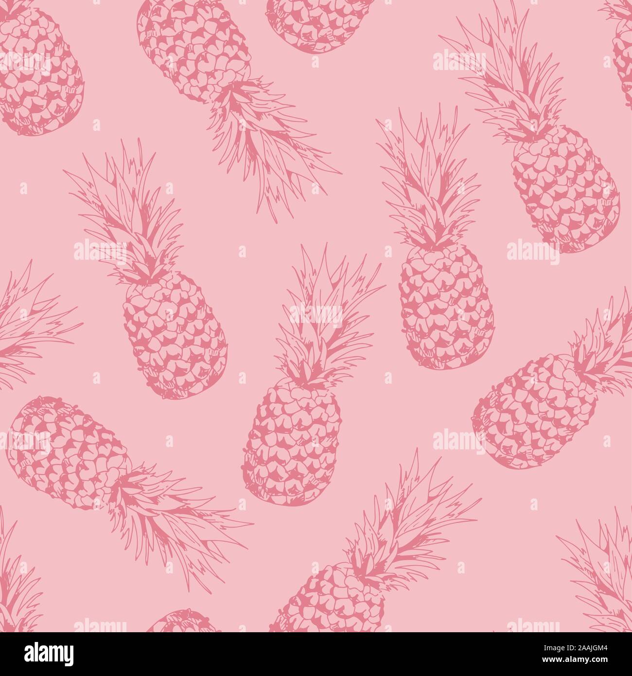 Ananas seamless pattern, sfondo vettoriale con ananas, cibo sfondo frutti Illustrazione Vettoriale