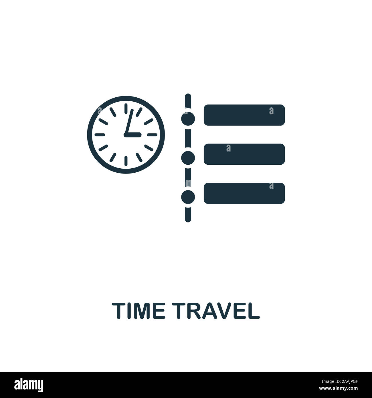 Il tempo di viaggio e la relativa icona. Premio di design di stile della tecnologia del futuro raccolta di icone. Pixel tempo perfetta icona del viaggio per il web design, applicazioni software, stampare Foto Stock