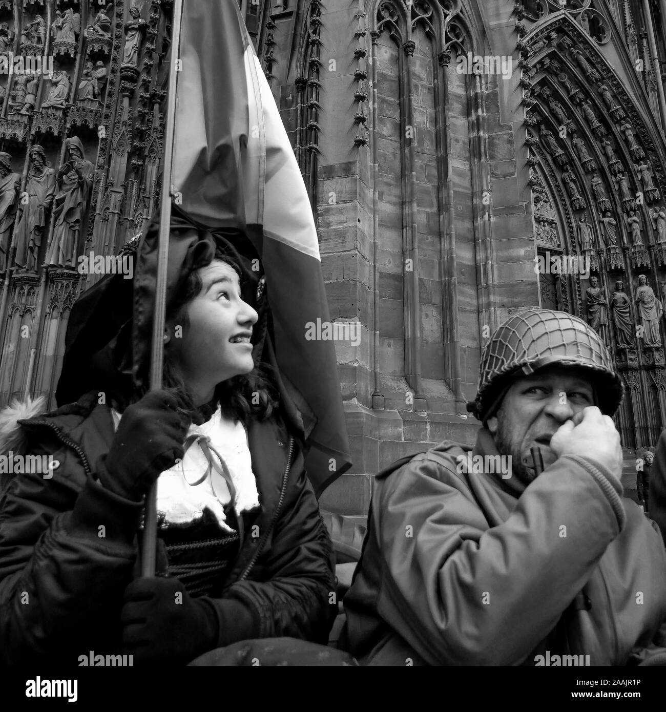 Celebrazione del settantacinquesimo anniversario della liberazione, Strasburgo, Alsazia, Francia Foto Stock