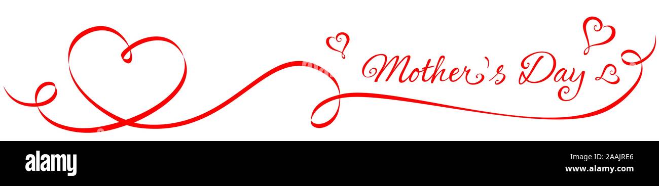 Nastro a forma di cuore con scritte per giorno per mamme, design calligrafico Illustrazione Vettoriale