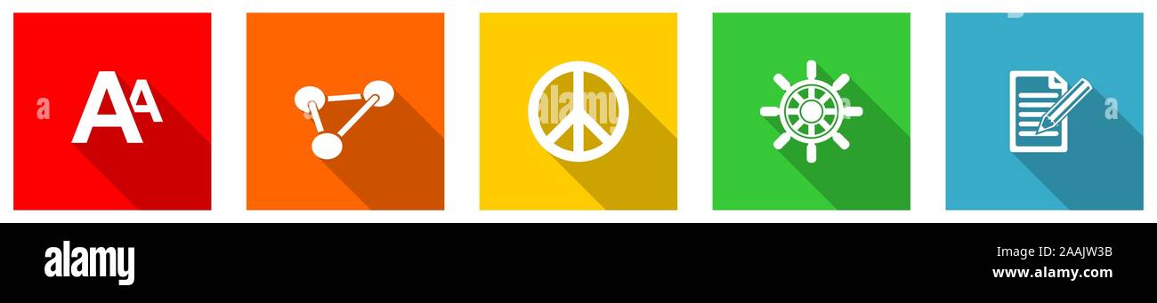 Set di colorate piatte web design icone vettoriali, scienza, registro di navigazione e pulsanti di molecola in eps 10 per webdesign e applicazioni mobili su w Illustrazione Vettoriale