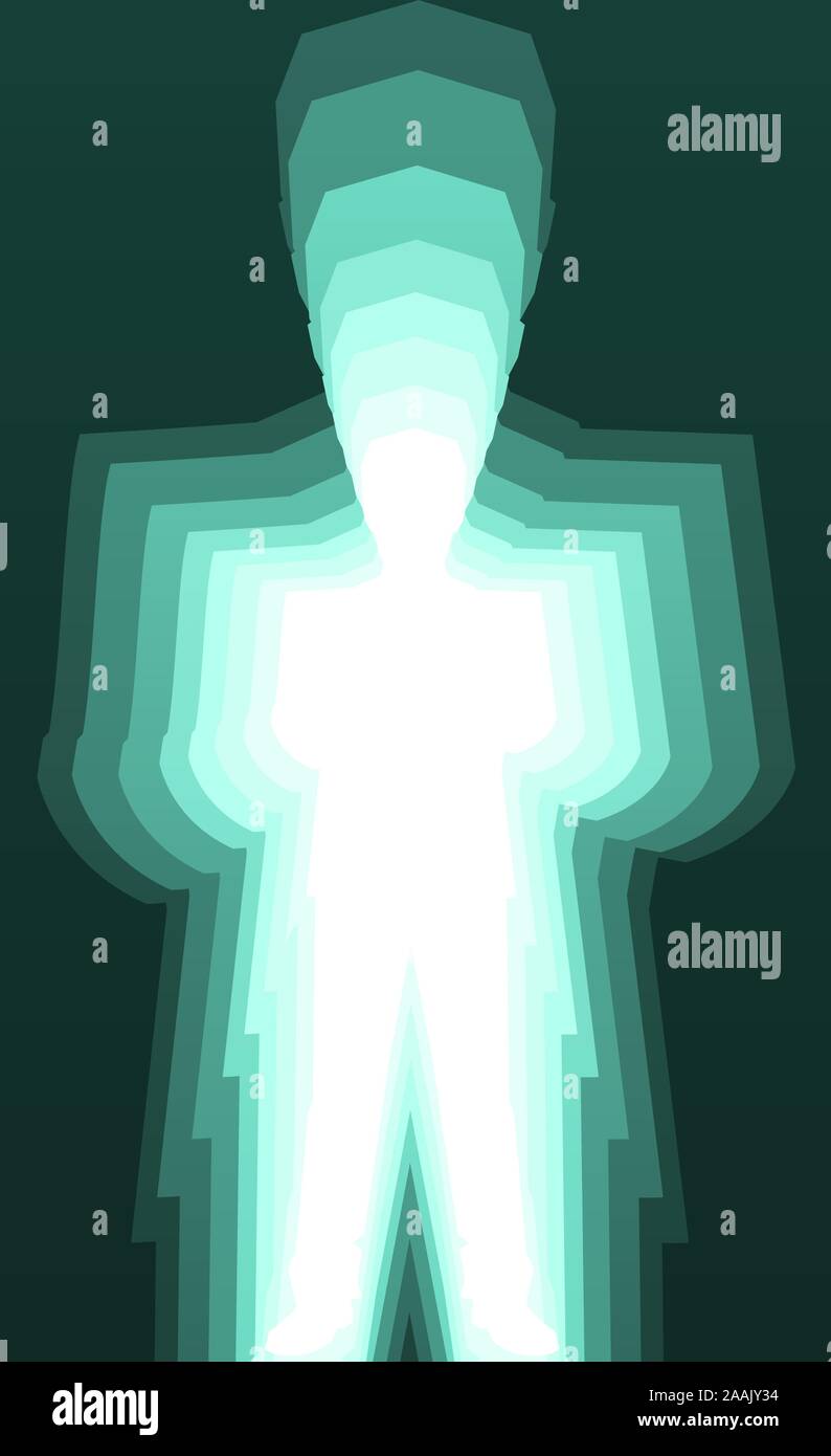 L'uomo Aura incandescente colore, illustrazione vettoriale cartoon. Illustrazione Vettoriale