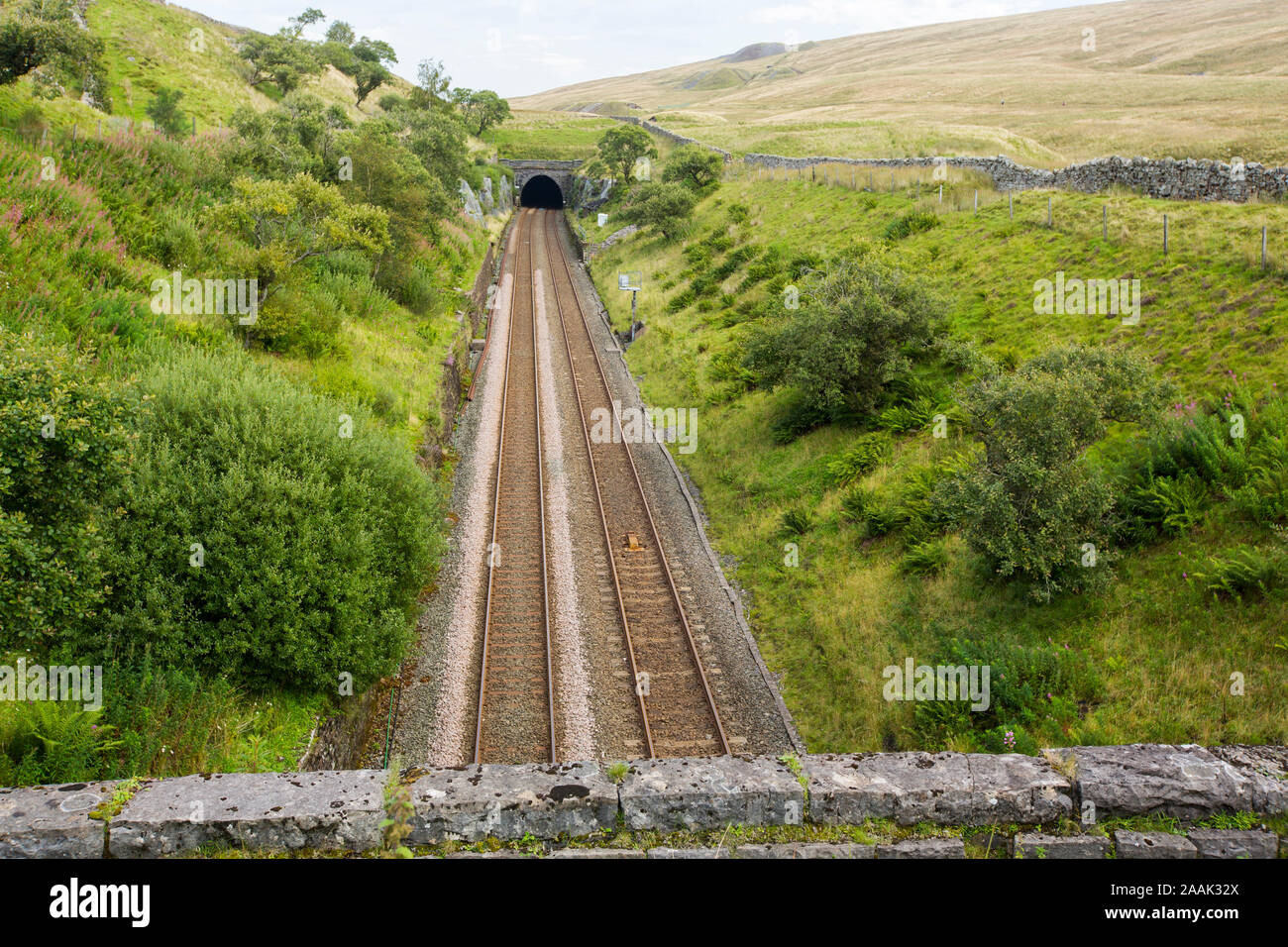 La Blea Moor tunnel di estinguere la linea di Carlisle, Yorkshire Dales, UK. Foto Stock