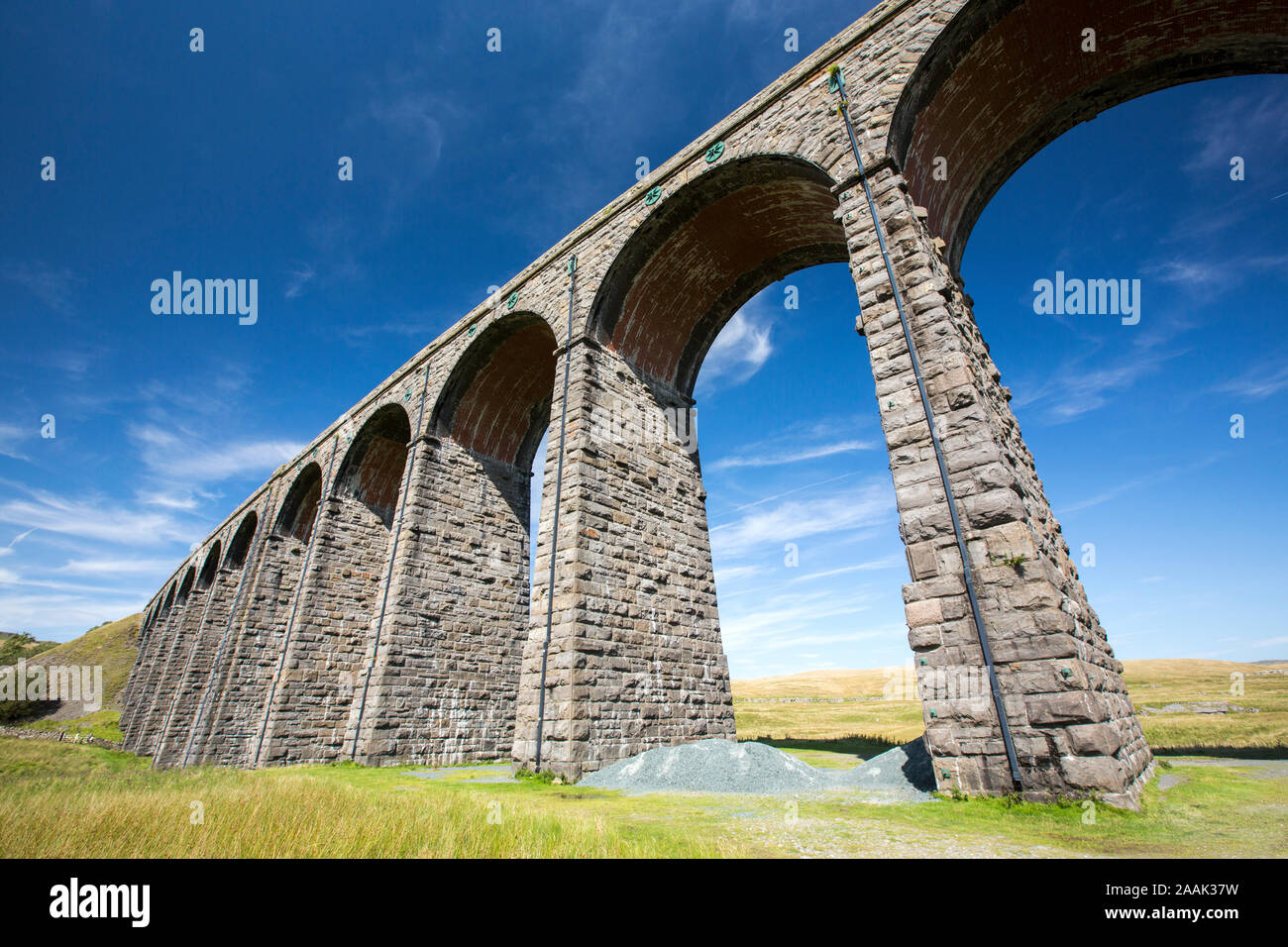 Il famoso viadotto Ribblehead sul Settle- linea di Carlisle, Yorkshire Dales, UK. Foto Stock