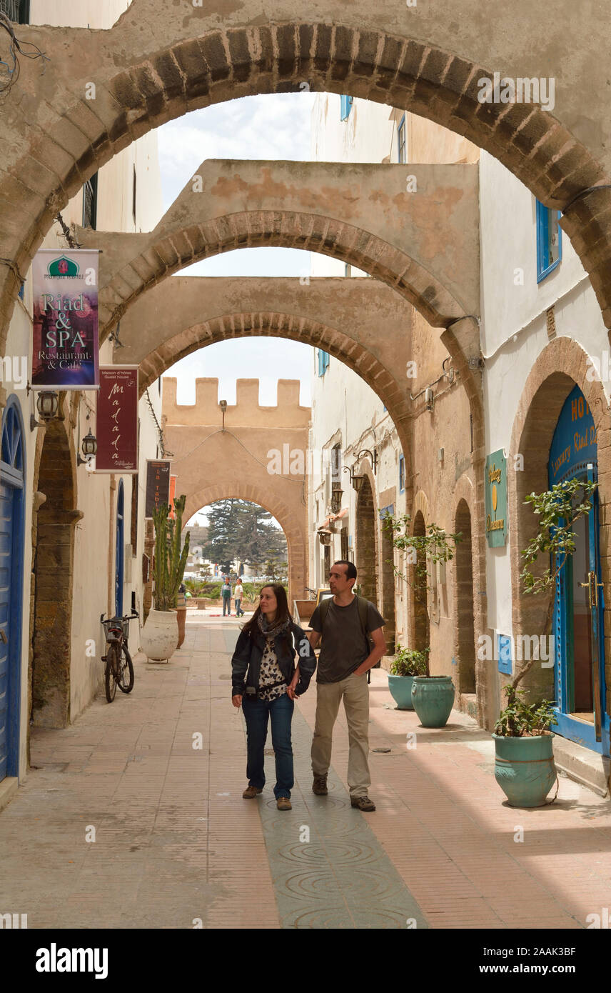 Medina di Essaouira, un sito Patrimonio Mondiale dell'Unesco. Il Marocco Foto Stock