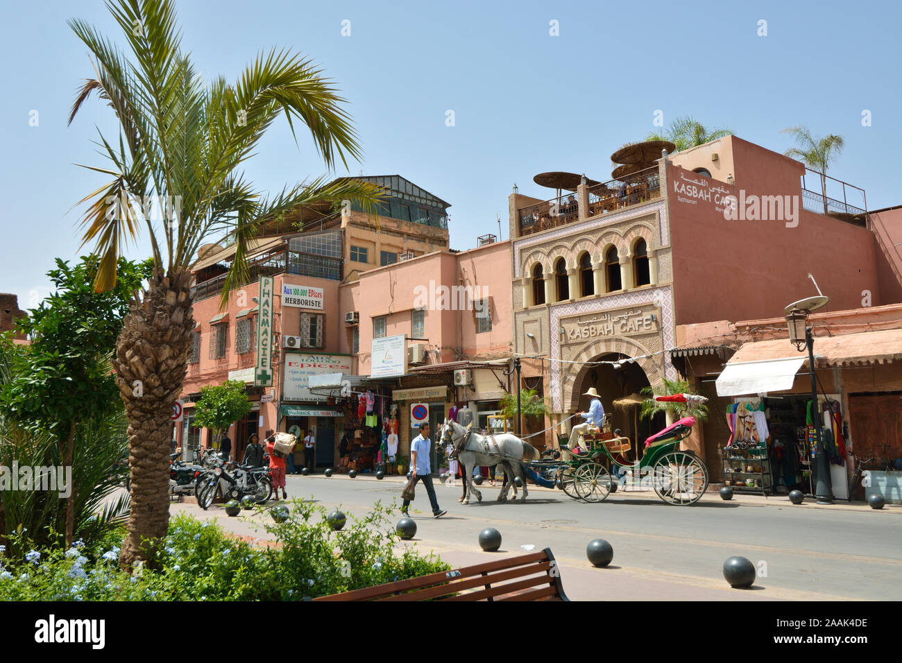 La vita di strada in Marrakech. Il Marocco Foto Stock