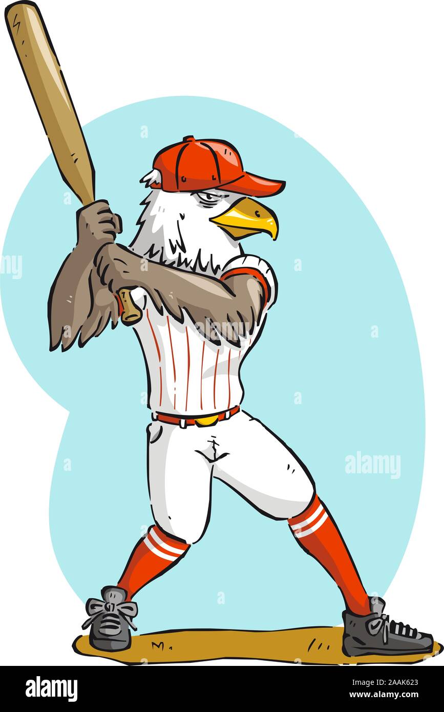 Eagle gli uccelli rapaci falco eaglet falcon griffin a giocare a baseball illustrazione vettoriale. Illustrazione Vettoriale