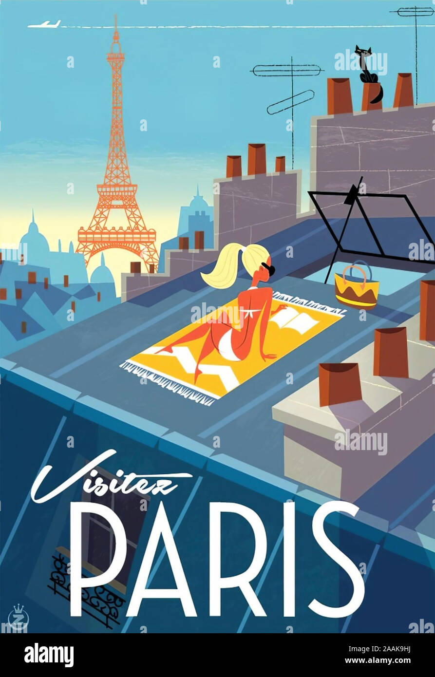 Visitate Parigi poster su 1960 Foto Stock