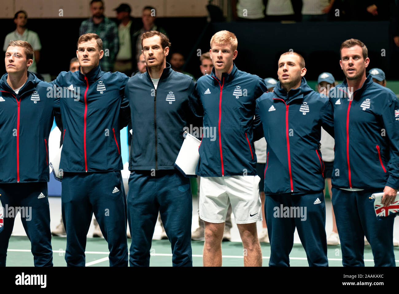 Caja Magica, Madrid, Spagna. 22 Novembre, 2019. Tennis: Coppa Davis Madrid, Gran Bretagna vs Germania - Gran Bretagna Team. Caja Magica, Madrid, Spagna. Credito: EnriquePSans/Alamy Live News Foto Stock