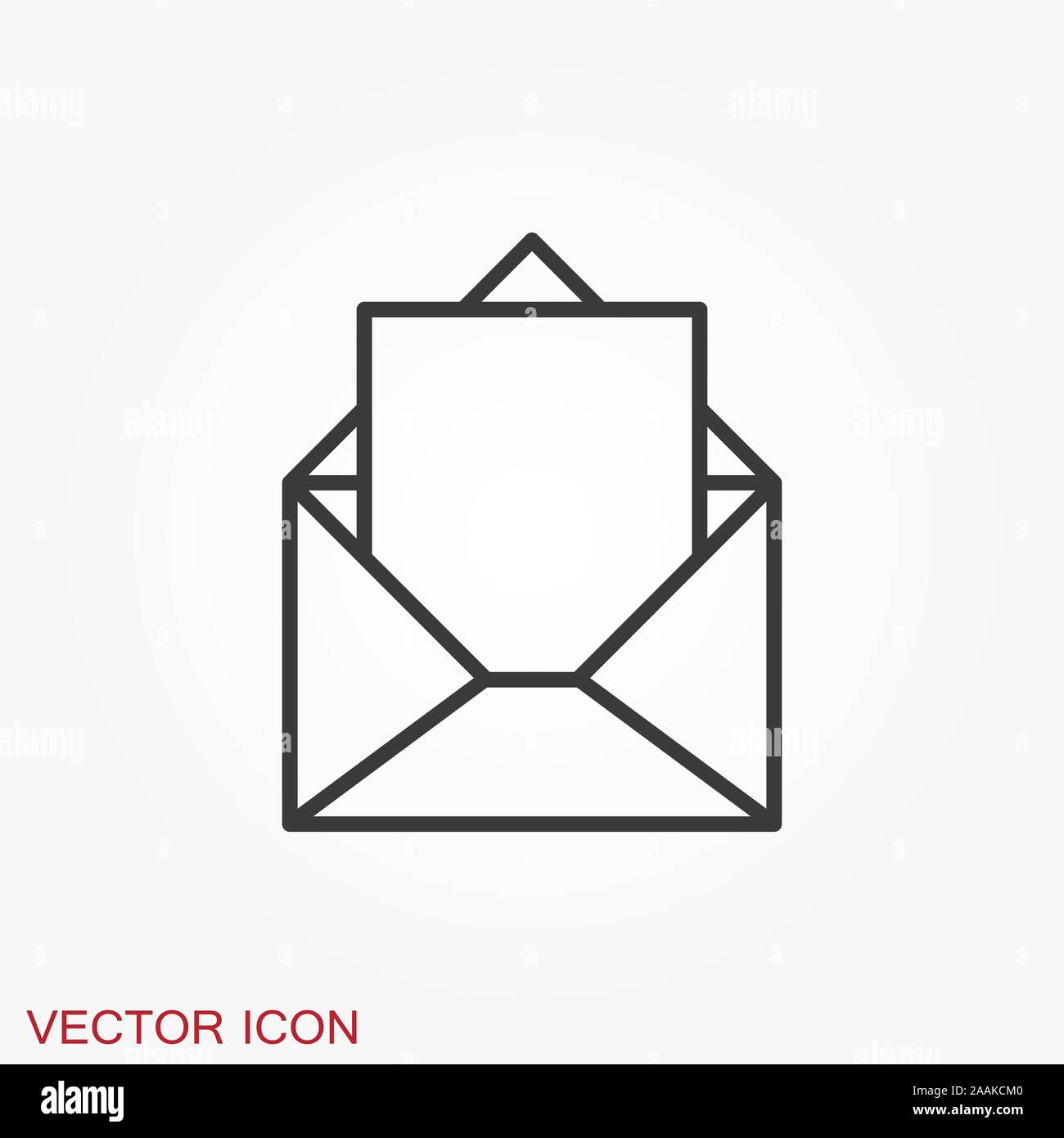 Icona a forma di busta, vettore mail la busta e il simbolo a lettera Illustrazione Vettoriale