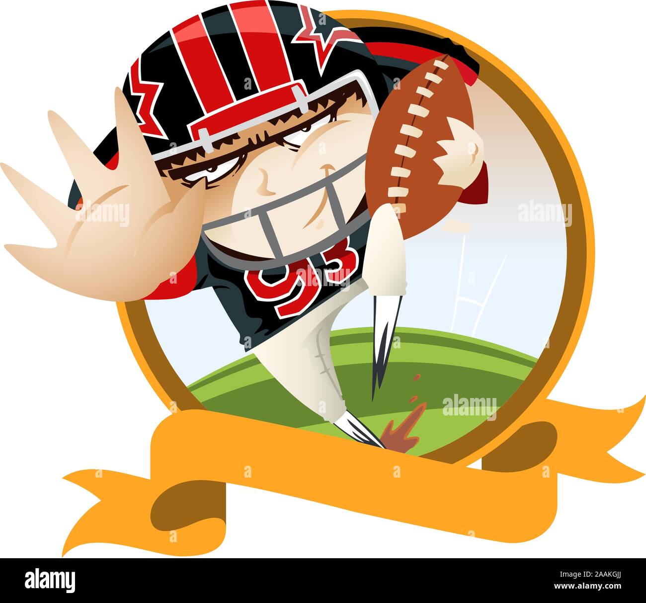 American Football insegne con un giocatore. Illustrazione Vettoriale