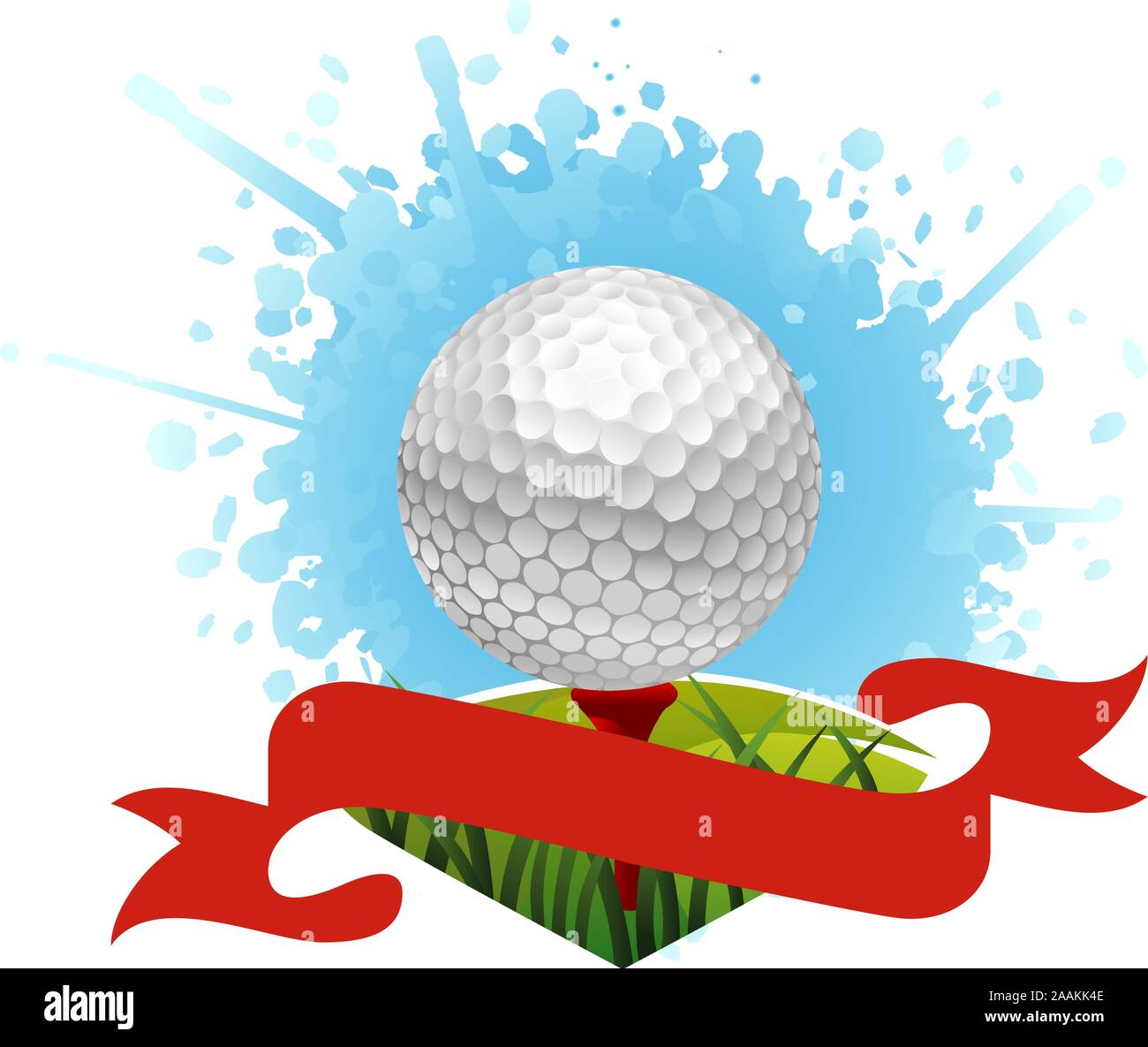 Golf splash con banner rosso Illustrazione Vettoriale