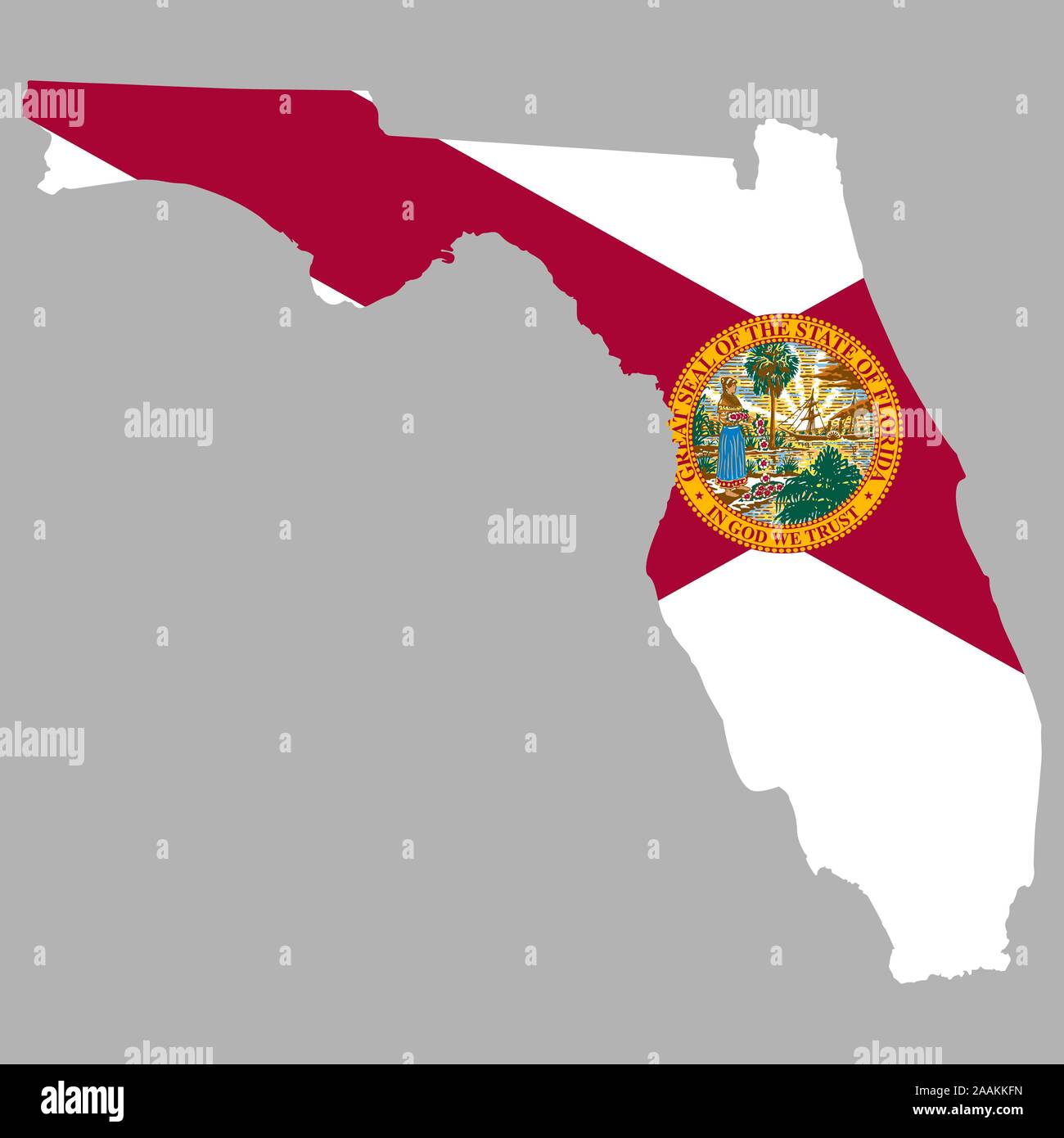 Mappa di stato USA Bandiera della Florida illustrazione vettoriale EPS 10. Illustrazione Vettoriale