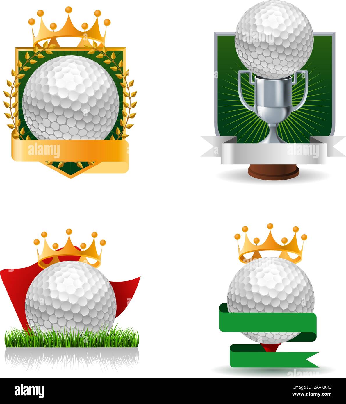 Serie di golf emblemi e simboli trofeo e medaglia di icone Illustrazione Vettoriale