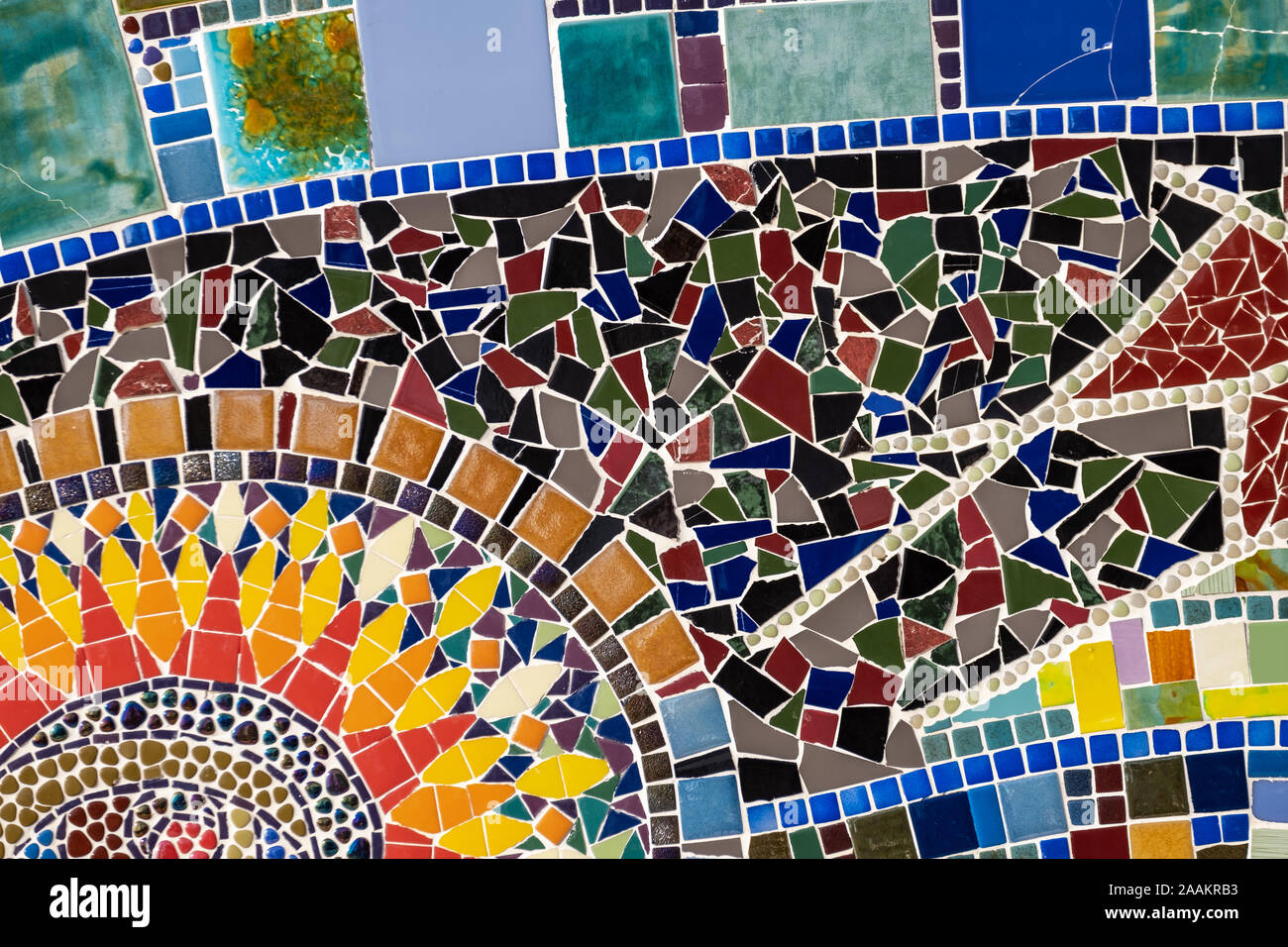 Dettaglio di una bellissima ceramica abstract decorazione a mosaico Foto Stock