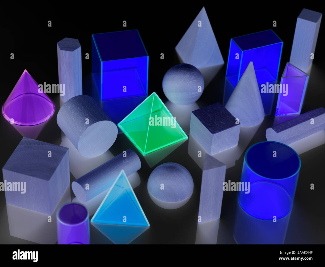 Forme geometriche utilizzate per la matematica e la formazione di tartaro Foto Stock