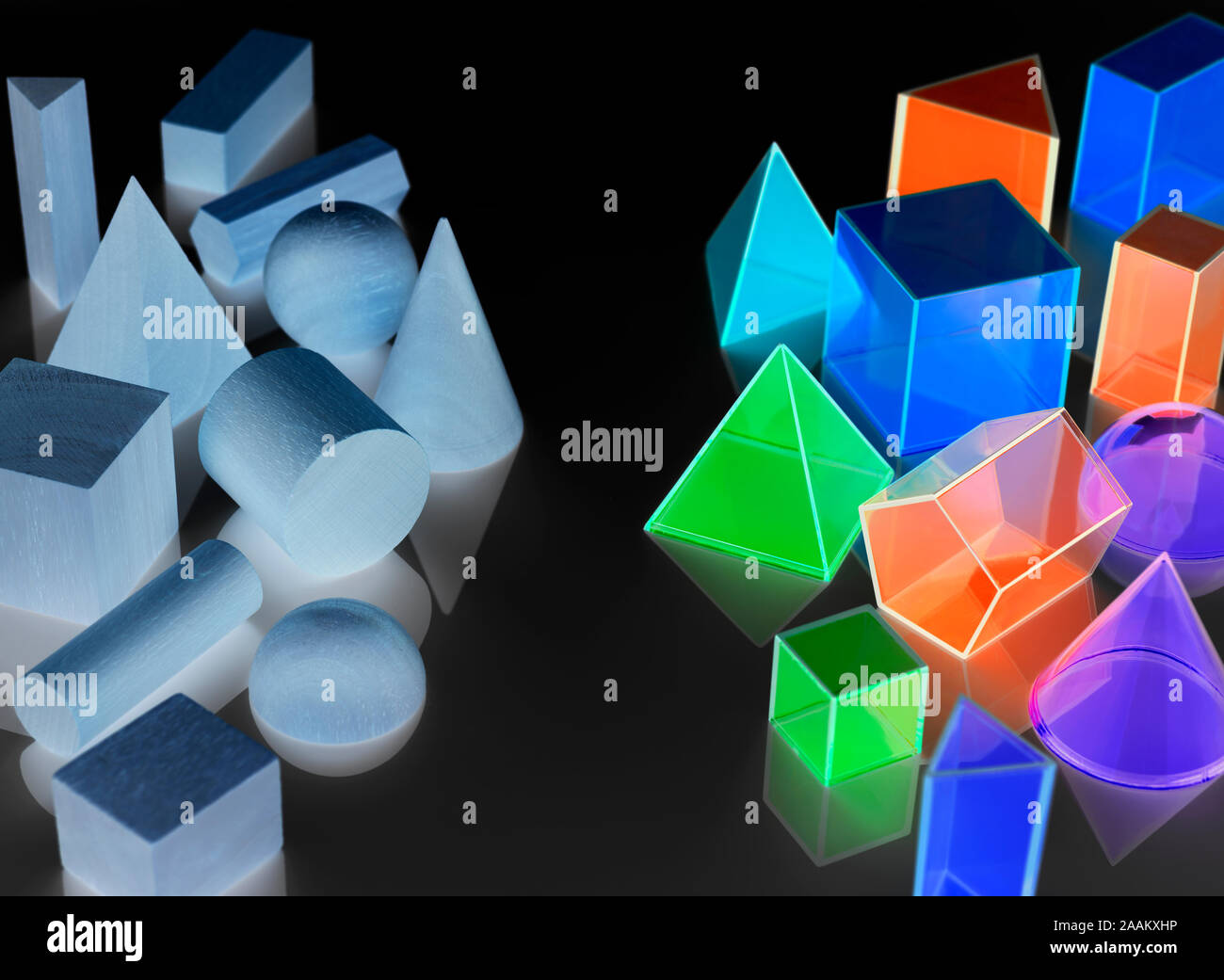 Forme geometriche utilizzate per la matematica e la formazione di tartaro Foto Stock