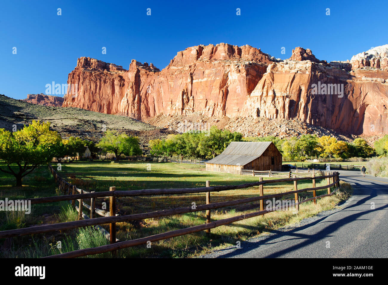 Storica azienda gifford house di Fruita, un insediamento mormone situato nel Parco nazionale di Capitol Reef, Utah, Stati Uniti d'America. Foto Stock