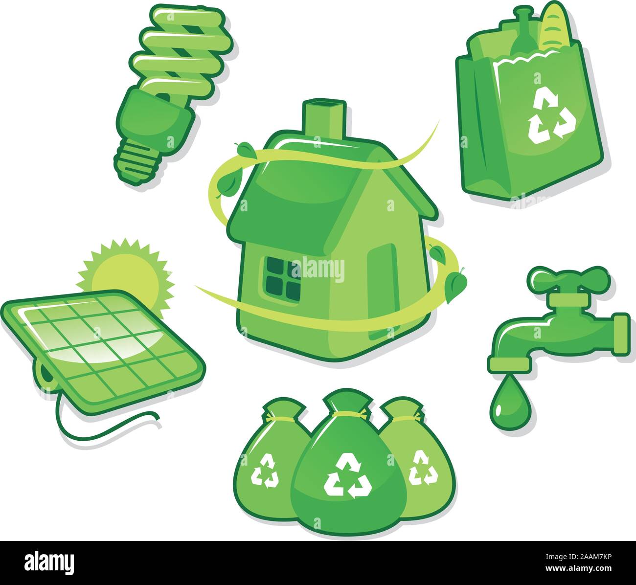 Ecologista ecologico ecologia ambientale ecologico le icone di vita, con l'ecologia lampadina, ecologia borsa, ecologia house, ecologia pannello solare, ecologia Illustrazione Vettoriale