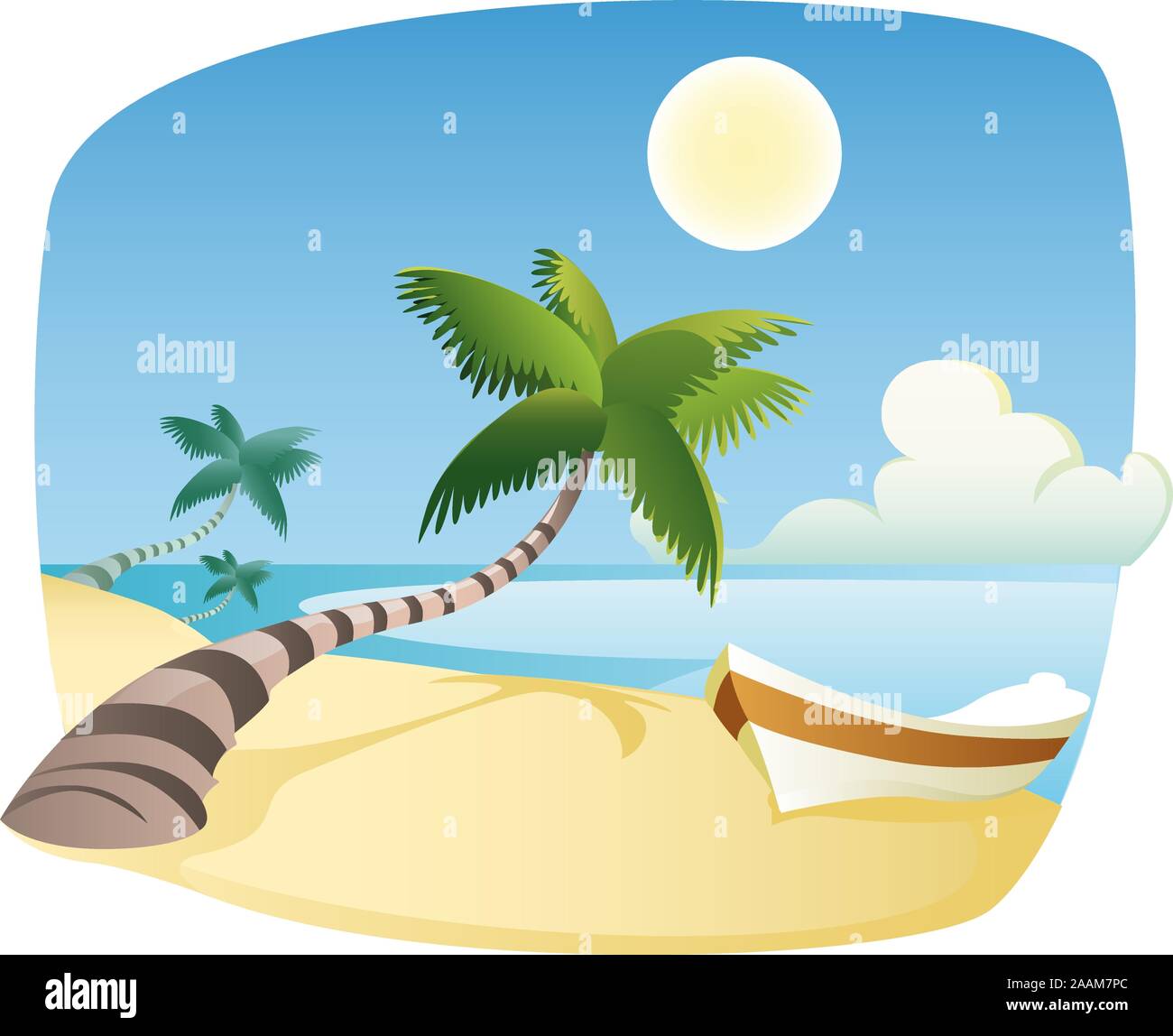 Spiaggia caraibica del paesaggio illustrazione cartoon Illustrazione Vettoriale