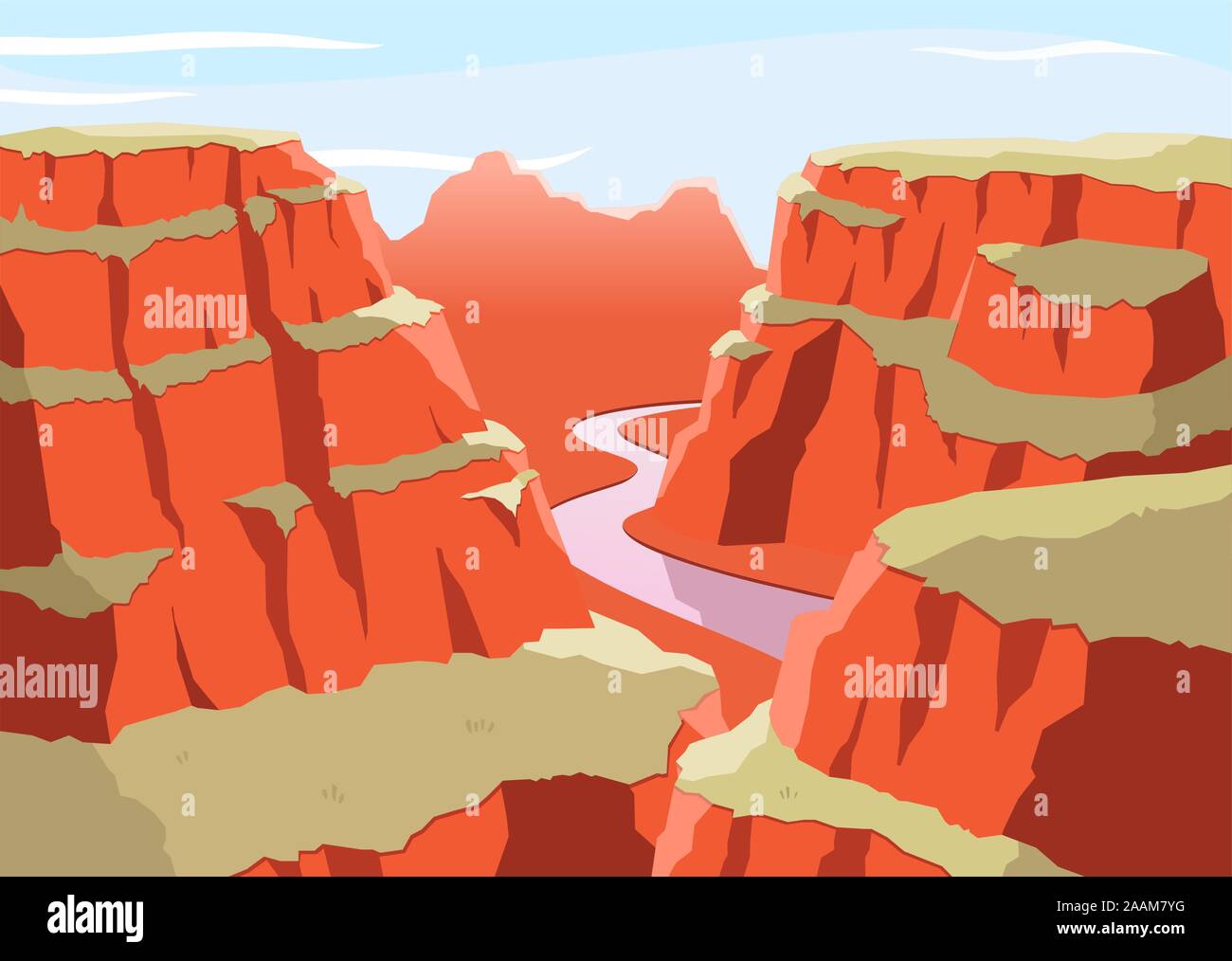 Parco Nazionale del Grand Canyon Arizona Stati Uniti Colorado Plateau sette meraviglie naturali, illustrazione vettoriale cartoon. Illustrazione Vettoriale