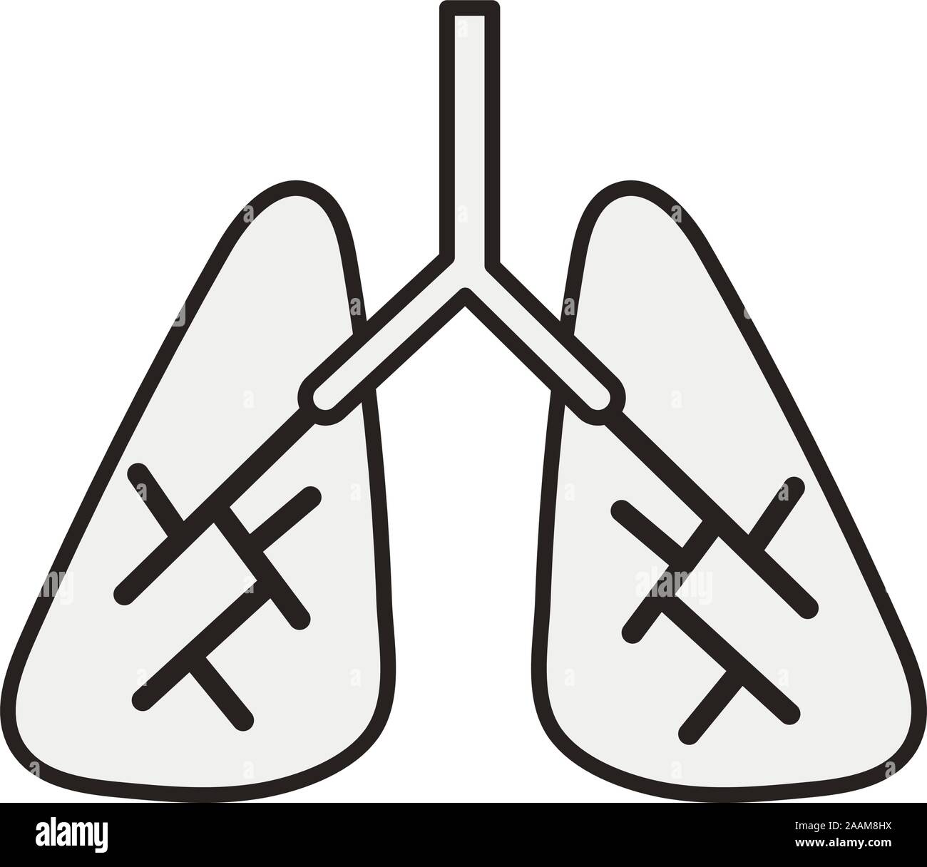 Polmoni organo umano icona isolato Illustrazione Vettoriale