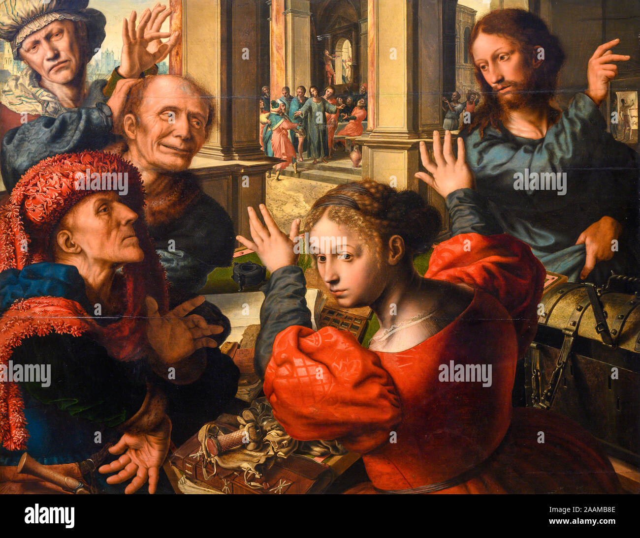 "La chiamata dell apostolo Matteo' di Jan Sanders van Hemessen (c. 1500 - c. 1566). Foto Stock