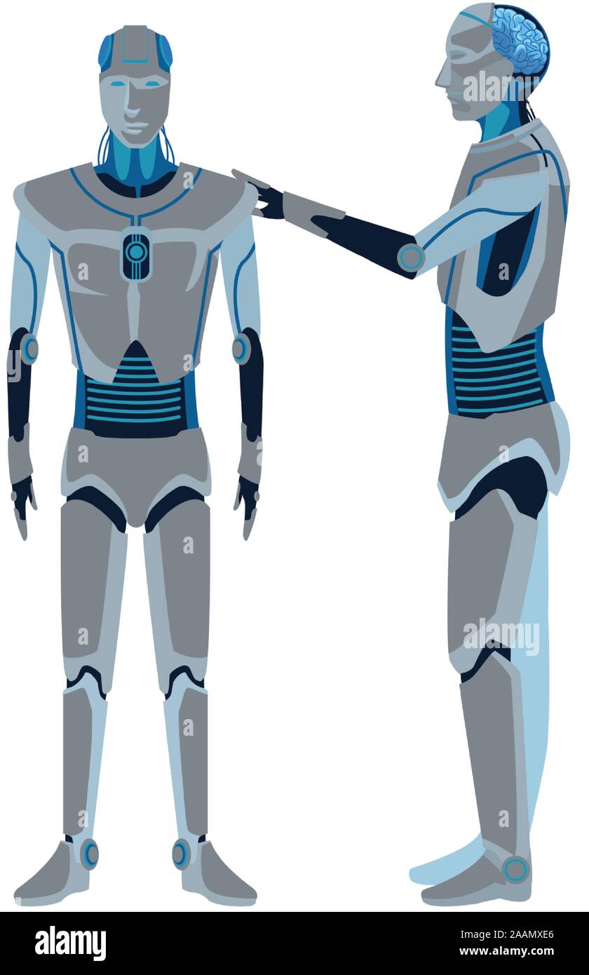 Robot Umanoidi icona, intelligenza artificiale design , Illustrazione Vettoriale