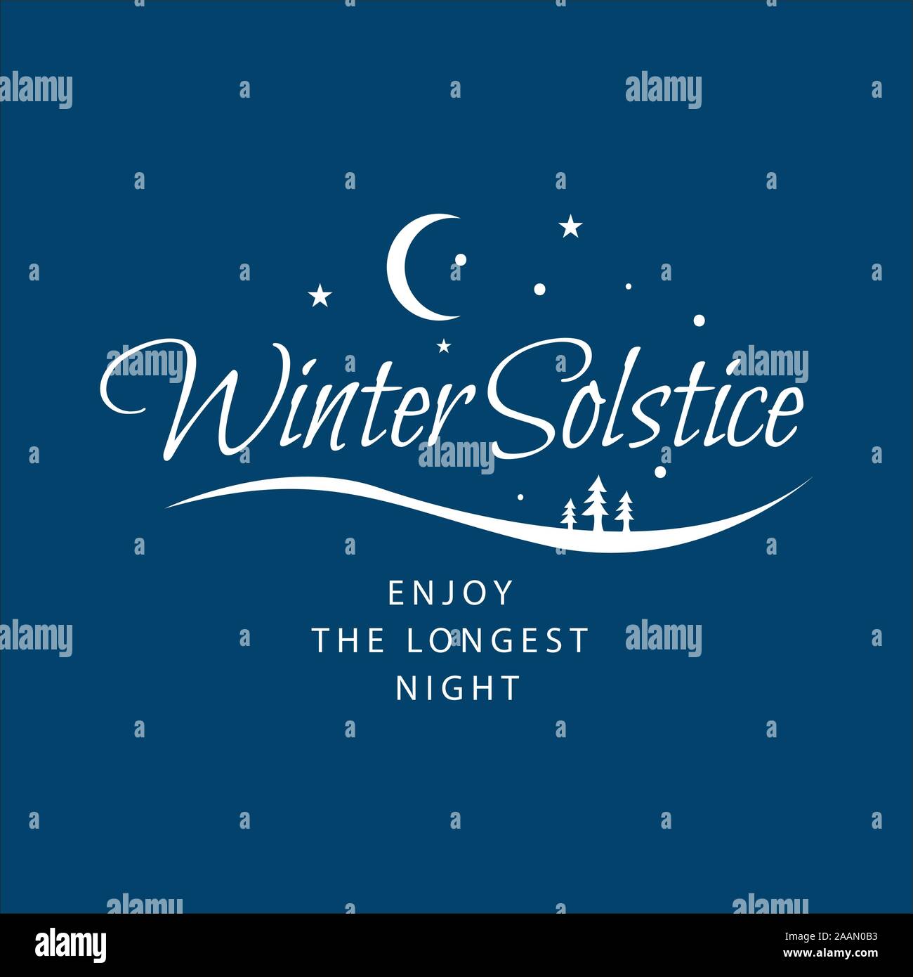 Winter soltice caratteri tipografici di vettore. disegnati a mano calligrafia soltice inverno godetevi la notte più lunga lettera per poster di sfondo banner. isolare Illustrazione Vettoriale