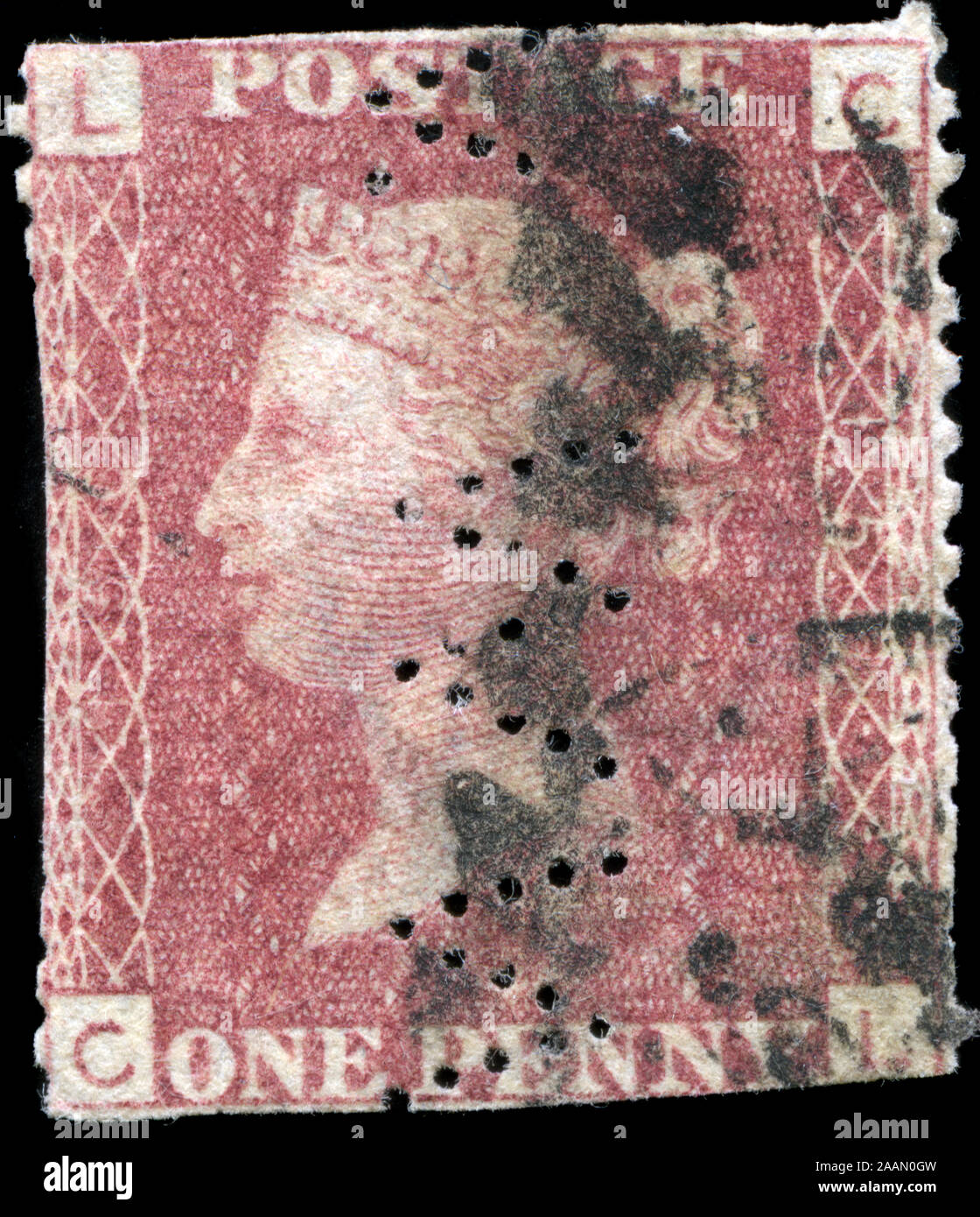 Con timbro postale timbro dal Regno Unito di Gran Bretagna e Irlanda del Nord a la regina Victoria - Linea serie inciso Foto Stock