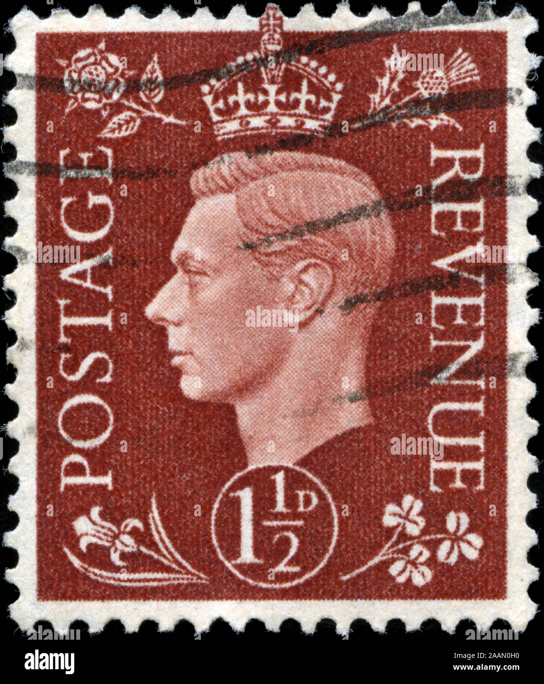 Con timbro postale timbro dal Regno Unito di Gran Bretagna e Irlanda del Nord in King George VI - Serie Definitives Foto Stock