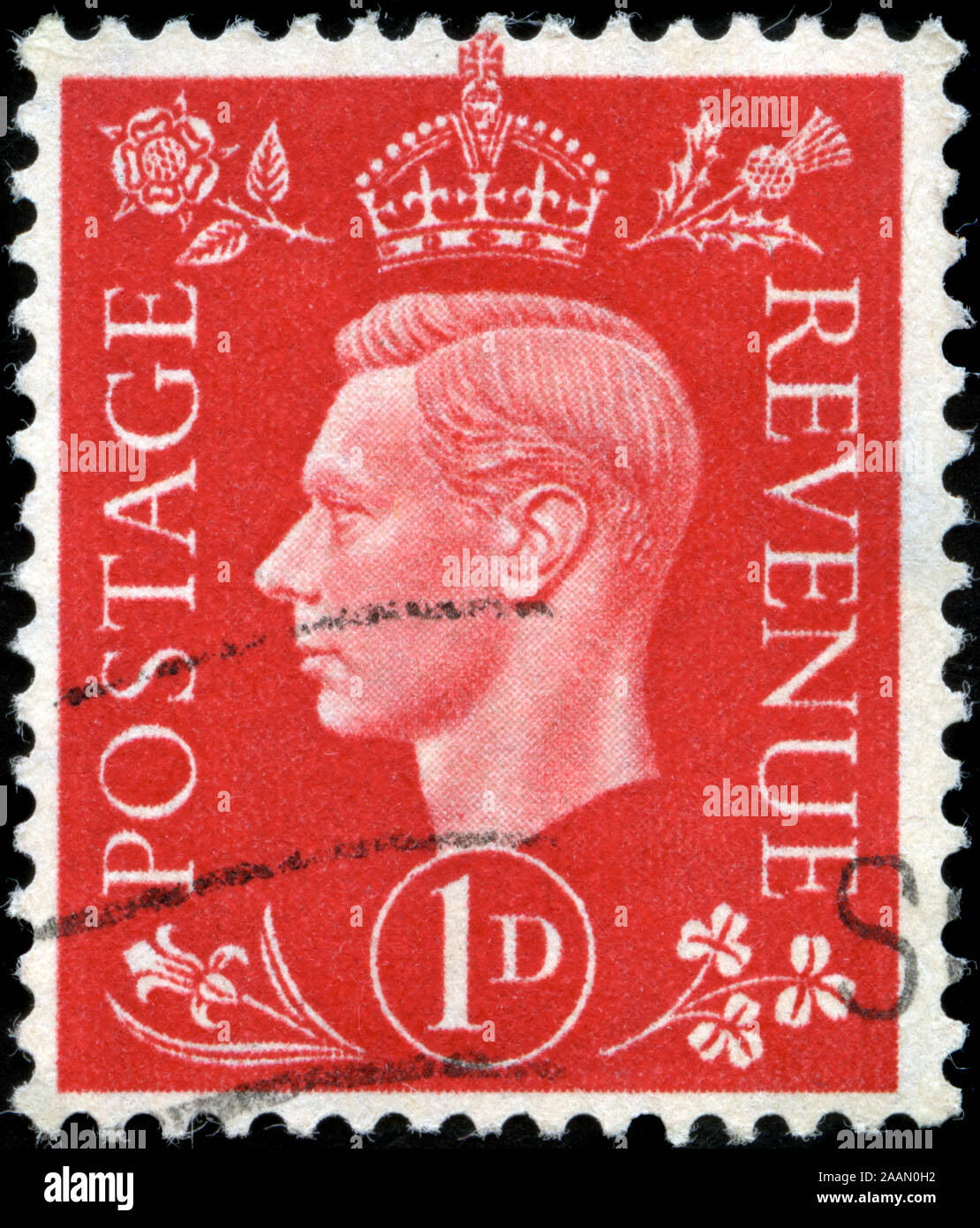 Con timbro postale timbro dal Regno Unito di Gran Bretagna e Irlanda del Nord in King George VI - Serie Definitives Foto Stock