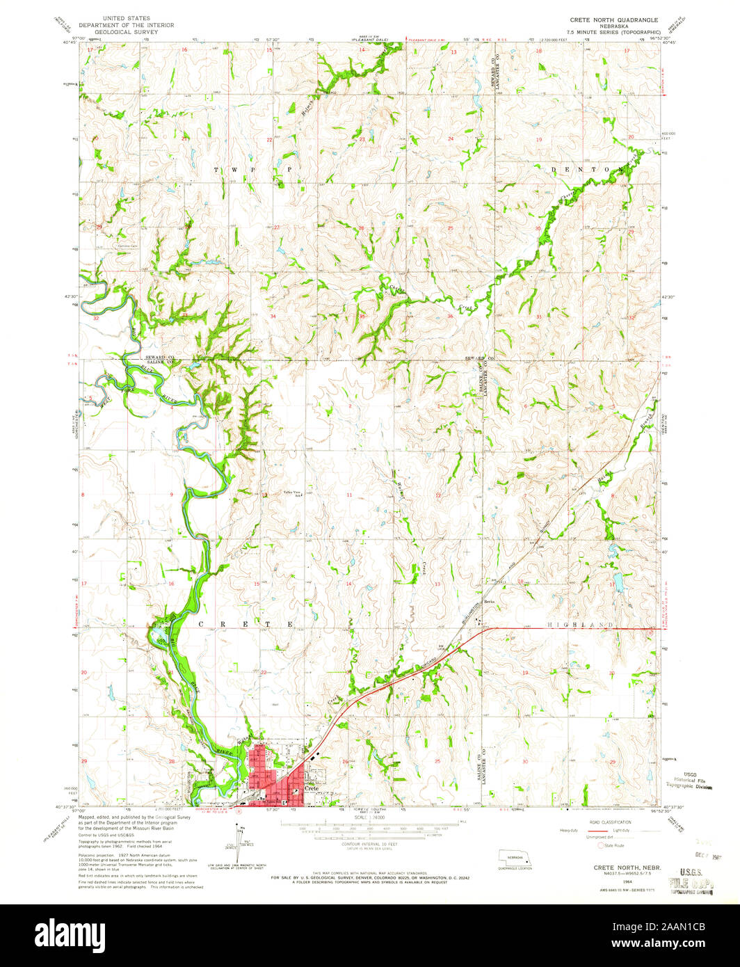 USGS TOPO Map Nebraska NE Creta Nord 316100 1964 24000 Restauro Foto Stock