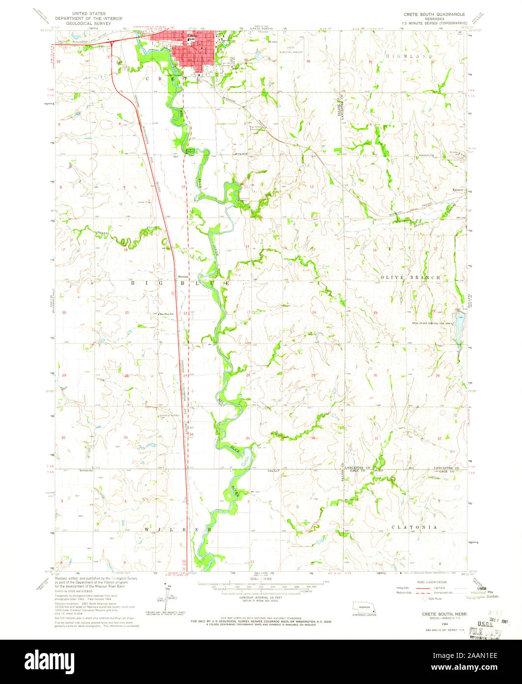 USGS TOPO Map Nebraska NE Creta Sud 316102 1964 24000 Restauro Foto Stock