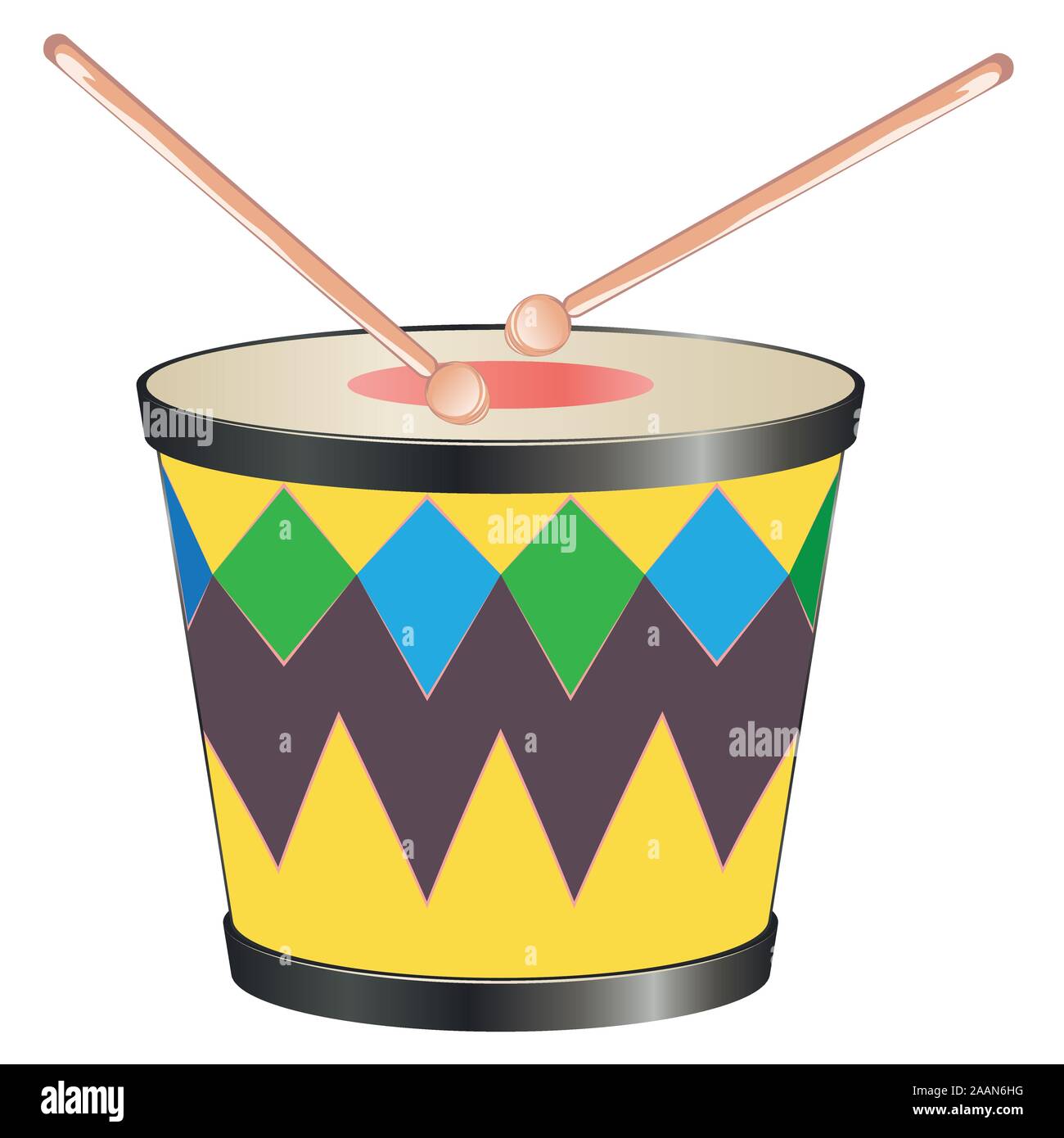 Strumento musicale colorata festosa tamburo con bacchette di design  Immagine e Vettoriale - Alamy