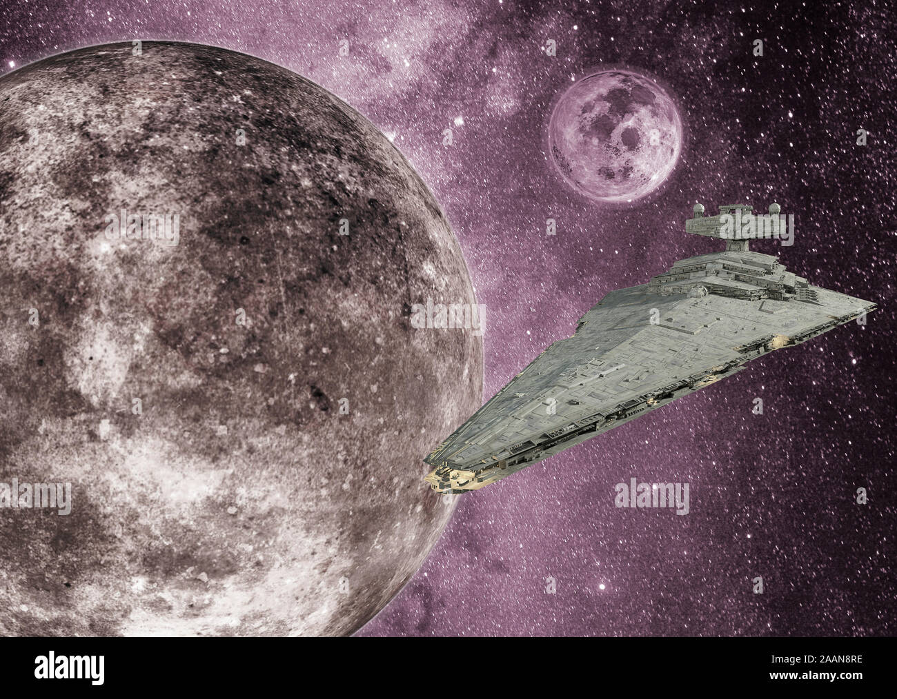 Alien militari pattuglie di veicolo spaziale del sistema solare Foto Stock