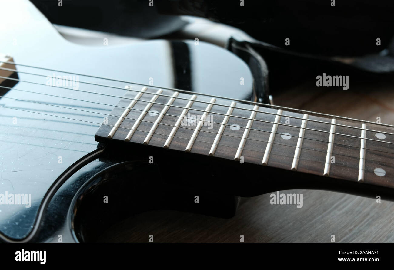 Tastiera per chitarra o fretboard closeup Foto Stock