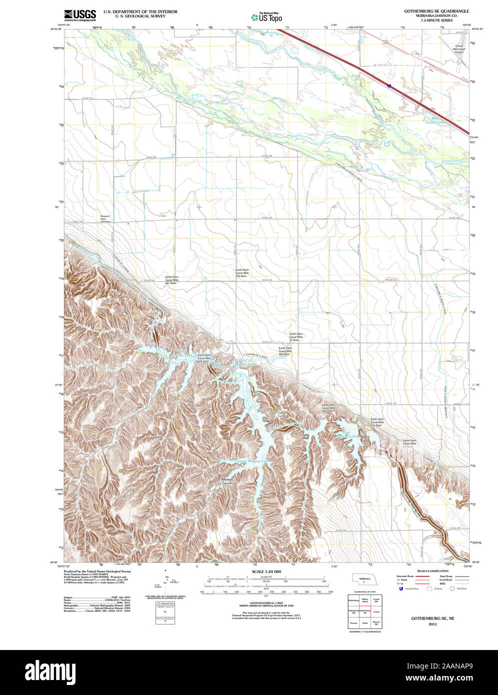 USGS TOPO Map Nebraska NE Göteborg SE 20111108 TM il restauro Foto Stock